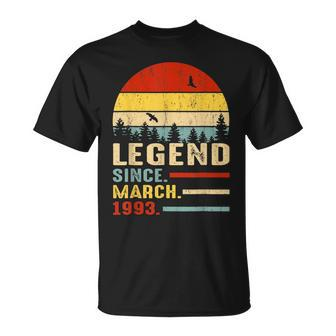 30 Years Old Retro Birthday Legend Since March 1993 T-shirt - Thegiftio UK