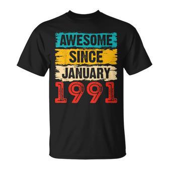 32 Year Old Awesome Since Januar 1991 32 Geburtstag Geschenke T-Shirt - Seseable