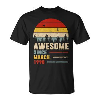 33 Years Old Awesome Since March 1990 33Rd Birthday T-Shirt - Seseable