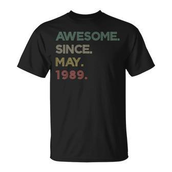 34 Year Old Awesome Since May 1989 34Th Birthday Unisex T-Shirt - Seseable