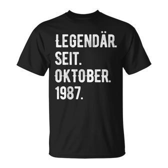36 Geburtstag Geschenk 36 Jahre Legendär Seit Oktober 1987 T-Shirt - Seseable