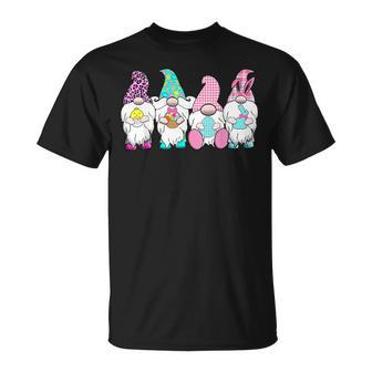 4 Easter Gnomes Pastel Spring Bunny Ears Gingham Rabbit V2 T-Shirt - Seseable