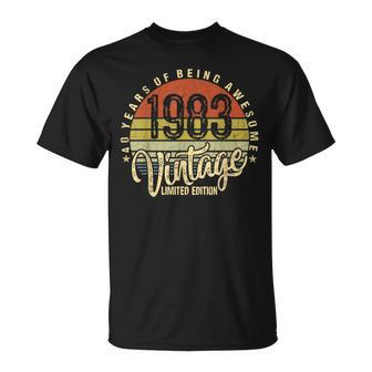 40 Year Of Being Awesome Since 1983 40Th Birthday Vintage T-Shirt - Seseable