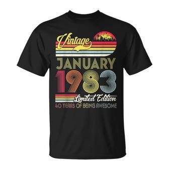 40Th Birthday Vintage January 1983 40Th Birthday T-shirt - Thegiftio