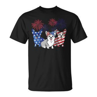 4Th Of July American Flag Corgi Patriotic Dog Mens Womens Unisex T-Shirt | Mazezy