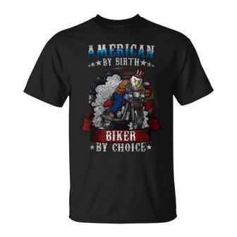 4Th Of July Bald Eagle Biker Motorcycle Uncle Sam Hat Gift Unisex T-Shirt | Mazezy