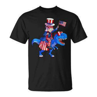 4Th Of July Kids Boys Uncle Sam Dinosaur T Rex Unisex T-Shirt | Mazezy