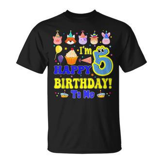 Im 5 Happy Birthday To Me Animal Cup Cake Birthday Party T-shirt - Thegiftio UK
