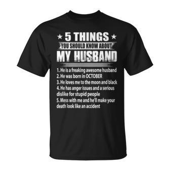 5 Things You Should Know About My Husband October T-Shirt - Seseable