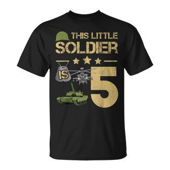 5 Year Old Soldier Birthday Boy 5Th Birthday Kids Army Camo T-Shirt - Seseable