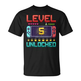 5 Year Old Video Games Gaming Level 5 Birthday Boy T-Shirt - Seseable