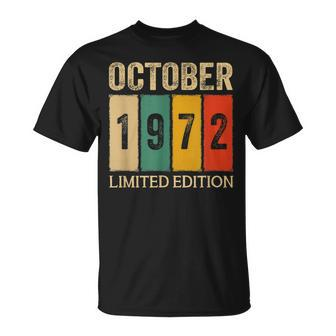 50 Year Old Vintage October 1972 October Birthday T-shirt - Thegiftio UK