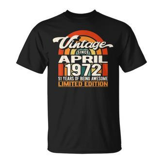 51 Years Of Being Awesome Vintage April 1972 51St Birthday T-Shirt - Seseable
