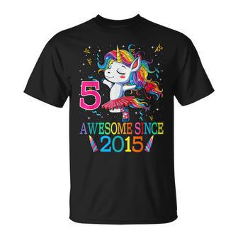 5Th Birthday Unicorn Awesome Since 2015 Unisex T-Shirt | Mazezy