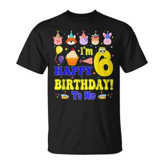 Im 6 Happy Birthday To Me Animal Cup Cake Birthday Party T-shirt - Thegiftio UK