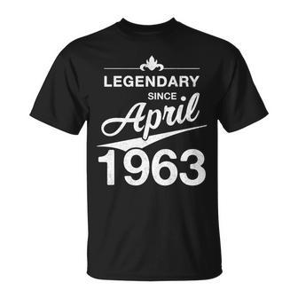 60 Geburtstag 60 Jahre Alt Legendär Seit April 1963 V4 T-Shirt - Seseable