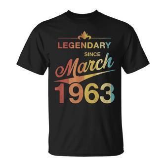 60 Geburtstag 60 Jahre Alt Legendär Seit März 1963 V3 T-Shirt - Seseable