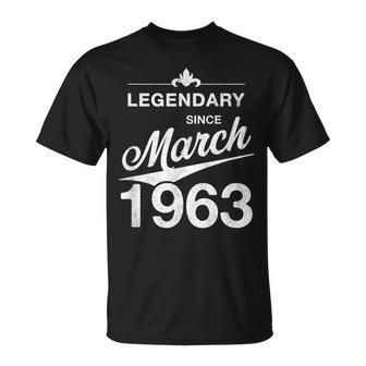 60 Geburtstag 60 Jahre Alt Legendär Seit März 1963 V5 T-Shirt - Seseable