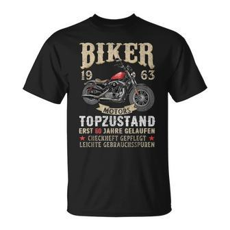 60 Geburtstag Mann Biker 60 Jahre Alt Motorrad 1963 T-Shirt - Seseable