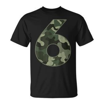6Th Birthday Army Birthday Party 6 Years Old Camo Number 6 T-Shirt - Seseable