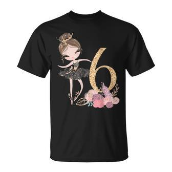 6Th Birthday Ballerina Dancer Ballet Swan Tutu Girls Six Unisex T-Shirt | Mazezy