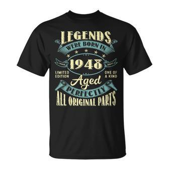 75Th Birthday Gifts Vintage Legends Born In 1948 75 Year Old Unisex T-Shirt | Mazezy