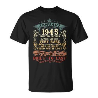 78 Years Old Decoration January 1945 78Th Birthday T-Shirt - Seseable