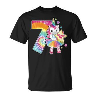 7Th Birthday Unicorn Shirt Gift For Girls Age 7 Tie Dye Tee Unisex T-Shirt | Mazezy
