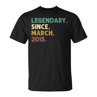 8 Years Old Legend Since March 2015 8Th Birthday T-Shirt - Seseable