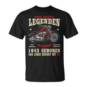 80. Geburtstag Biker T-Shirt, Herren 1943 Motorrad Chopper - Seseable