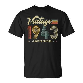 80 Year Old Gifts Born In 1943 Vintage 80Th Birthday Retro Unisex T-Shirt | Mazezy