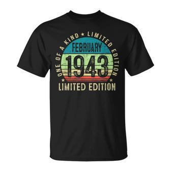 80 Year Old Vintage February 1943 80Th Birthday T-Shirt - Seseable