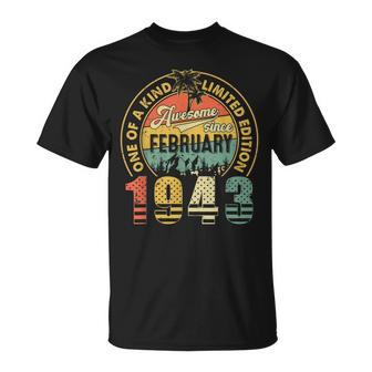80 Years Old Vintage February 1943 80Th Birthday T-Shirt - Seseable