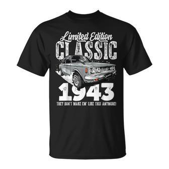 80Th Birthday Vintage Classic Car 1943 B-Day 80 Year Old Unisex T-Shirt | Mazezy