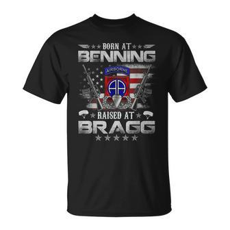 82Nd Airborne Division Born At Ft Benning Raised Fort Bragg T-Shirt - Seseable