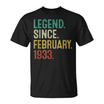90 Year Old 90Th Birthday Legend Since February 1933 T-Shirt - Seseable
