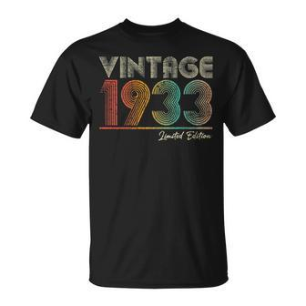 90 Years Old Vintage 1933 90Th Birthday For Women Men T-Shirt - Seseable