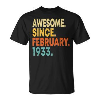 90Th Birthday 90 Years Old Awesome Since February 1933 V2 T-Shirt - Seseable