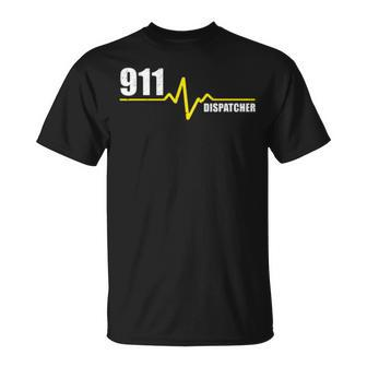 911 Dispatcher Heartbeat Thin Gold Line Unisex T-Shirt | Mazezy