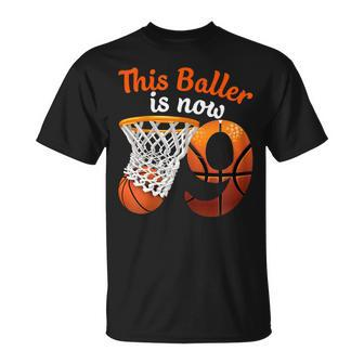 9Th Birthday Basketball Funny 9 Years Old Kids Gift Unisex T-Shirt | Mazezy