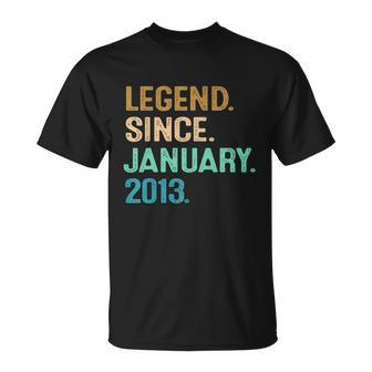 9Th Birthday Funny Gifts 9 Year Old Legend Since January 2013 V2 Unisex T-Shirt - Monsterry UK