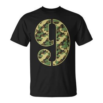 9Th Birthday Soldier 9 Year Old Military Themed Camo T-Shirt - Seseable