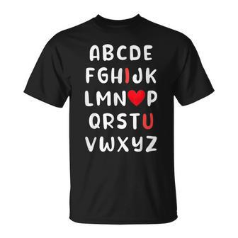Abc Alphabet I Love You Valentine Teacher T-Shirt - Seseable