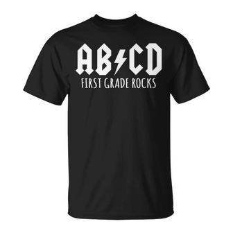 Abcd First Grade Rocks Teacher Back To School T-shirt - Thegiftio UK