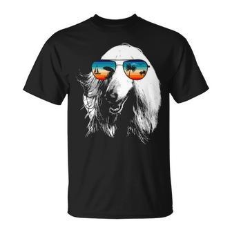 Afghan Hound With Glasses Sunglasses Retro Style Unisex T-Shirt | Mazezy