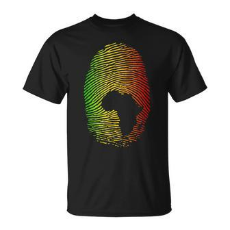Africa Is In My Dna Fingerprint African Roots Africa Map T-Shirt - Seseable