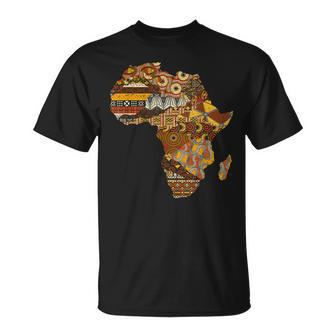 Africa Map Kente Cloth Black History Month Afro Africa Pride T-Shirt - Seseable