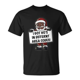 African American Santa I Got Hos Ugly Christmas Meaningful Gift Unisex T-Shirt - Monsterry