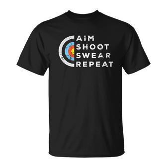 Aim Shoot Swear Repeat Archery Costume Archer Archery T-shirt - Thegiftio UK