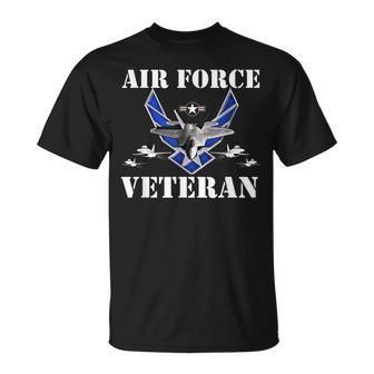 Air Force Veteran With Vintage Roundel And F35 T-Shirt - Seseable
